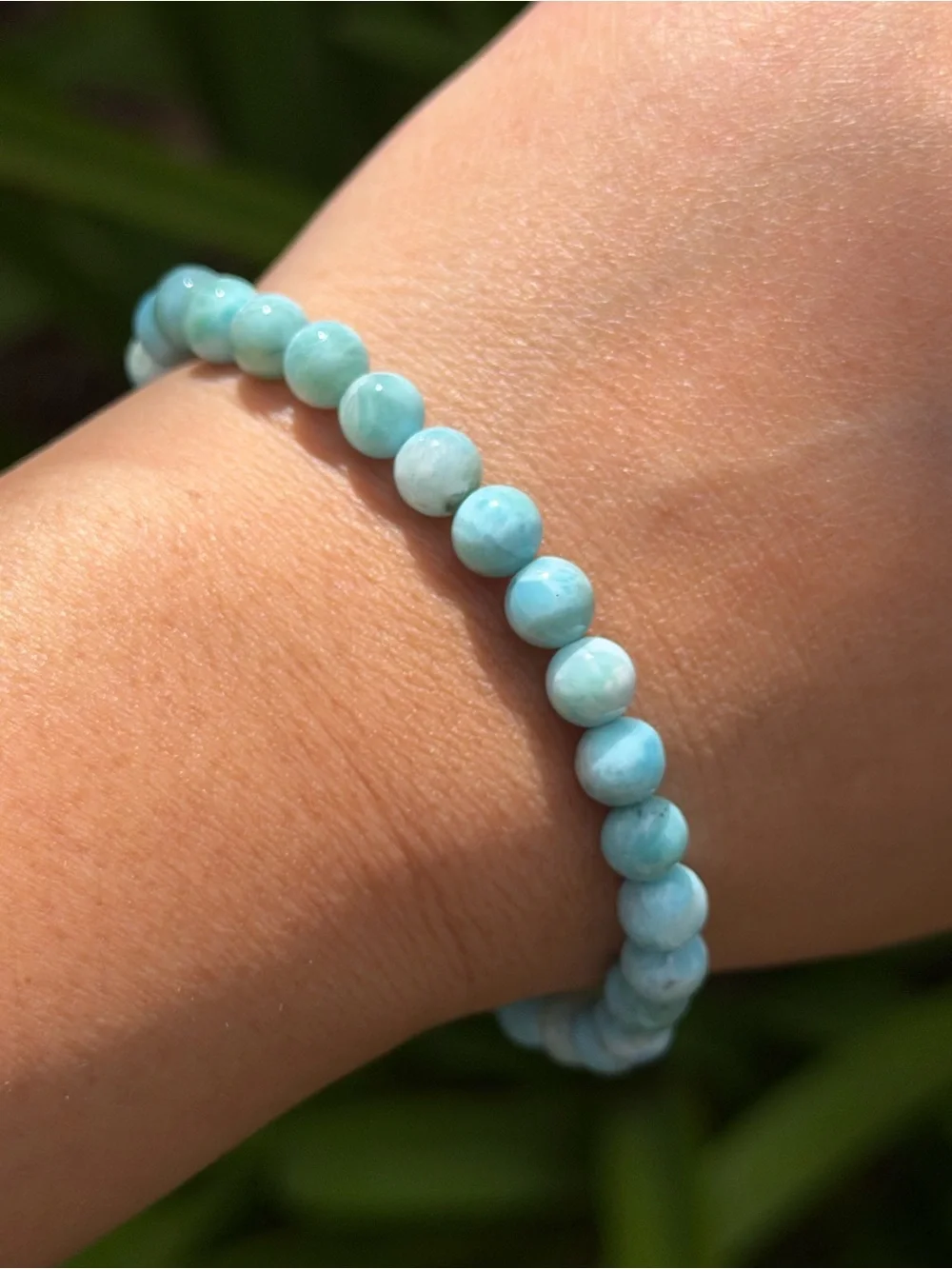 6.5mm stretchable high quality blue larimar bracelet 1754